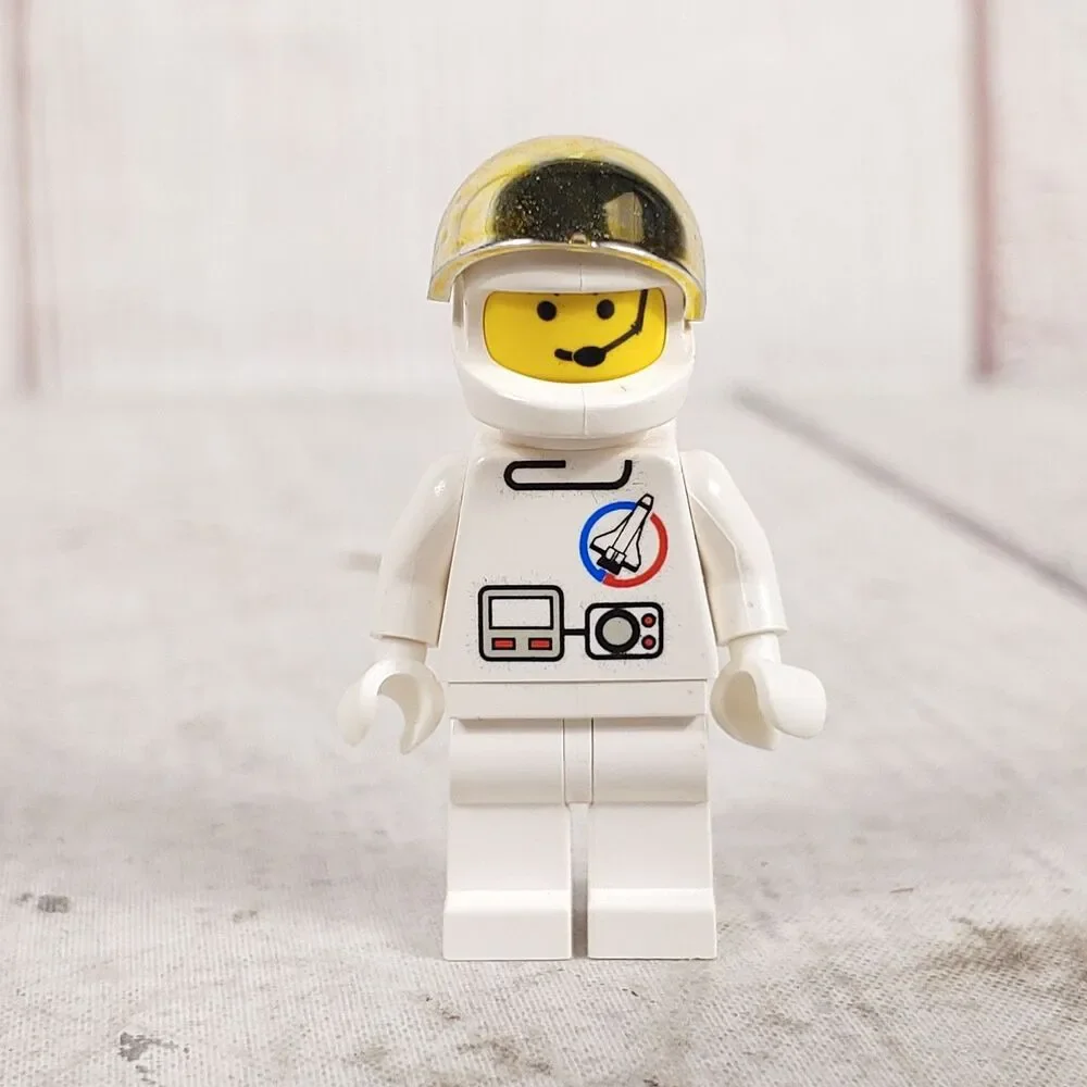 Vintage LEGO Space Shuttle Astronaut Minifigure White Suit Metallic Visor USED